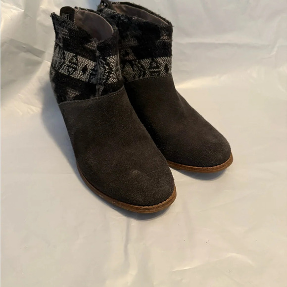 Toms Womens Sz 6.5 Leila Suede Ankle Booties Aztec Southwestern Grey - Picture 5 of 10